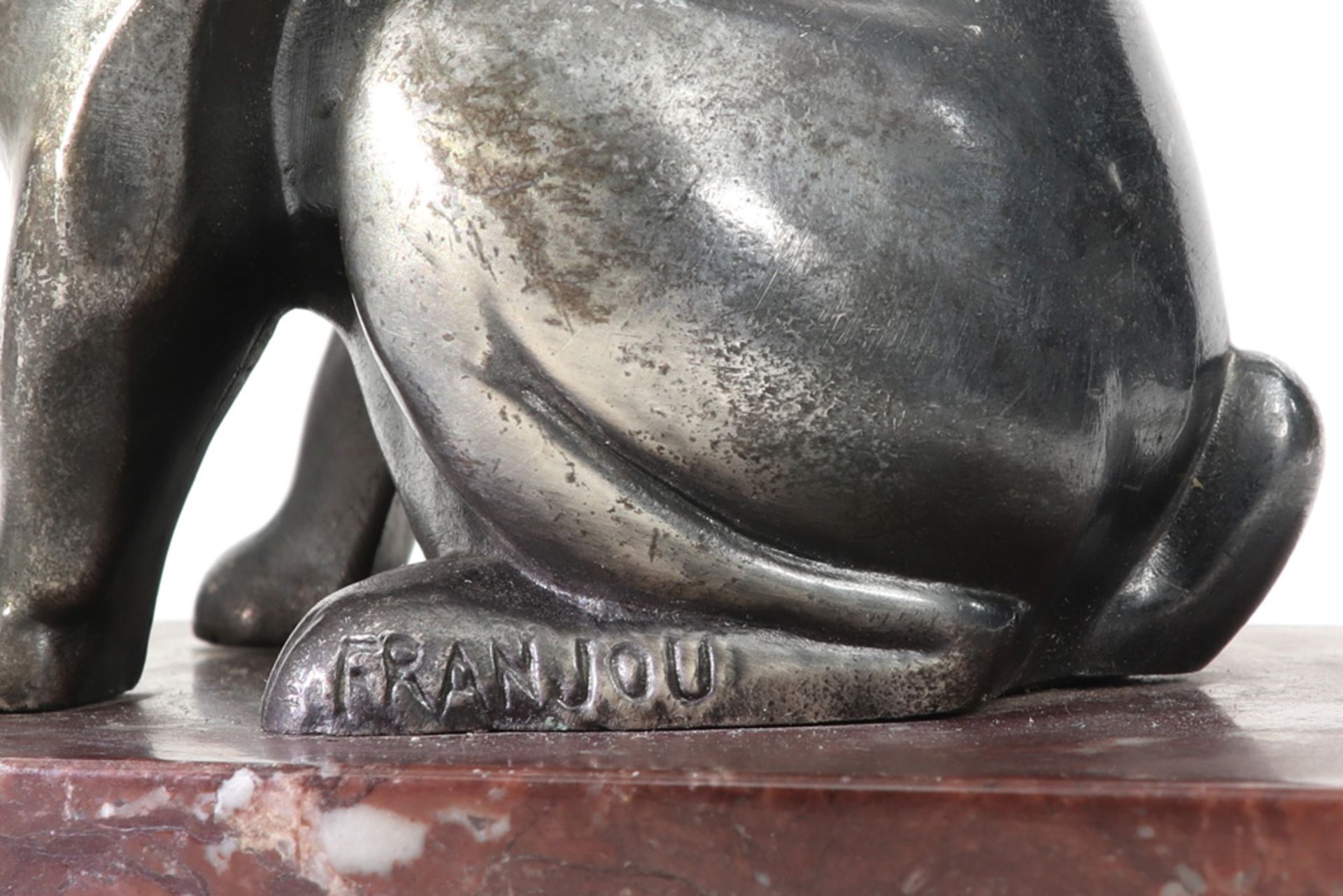 pair of Franjou signed Art Deco book-ends in marble and silverplated metal || FRANJOU paar Art - Image 3 of 3
