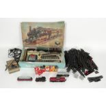 various lot for a model train with wagons, rails, ... || Lot met modeltreinen, - wagons, sporen, ...