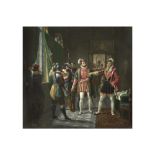 important early 19th Cent. Belgian oil on canvas with a Historismus theme "The Arrest of Count