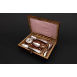 antique 15pc Dutch teaspoon set in marked and 1834 dated silver - with its box in mahogany ||