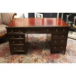 antique English "Hobbs & C° London" marked desk in mahogany sold with a pair of antique English