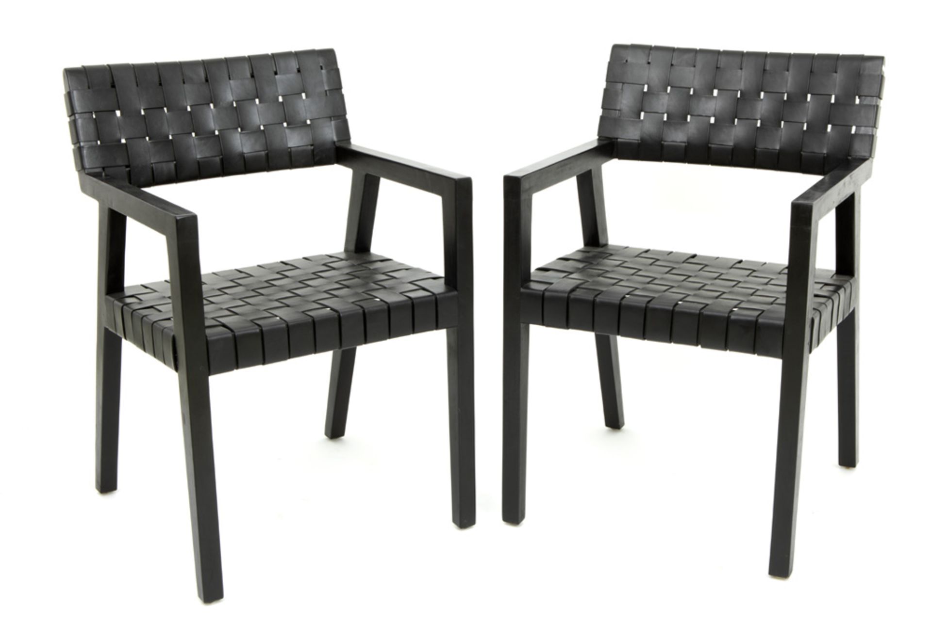 set of four Olivier De Schrijver signed "Boss" design armchairs made by Ode's Design in ebonised - Bild 2 aus 5