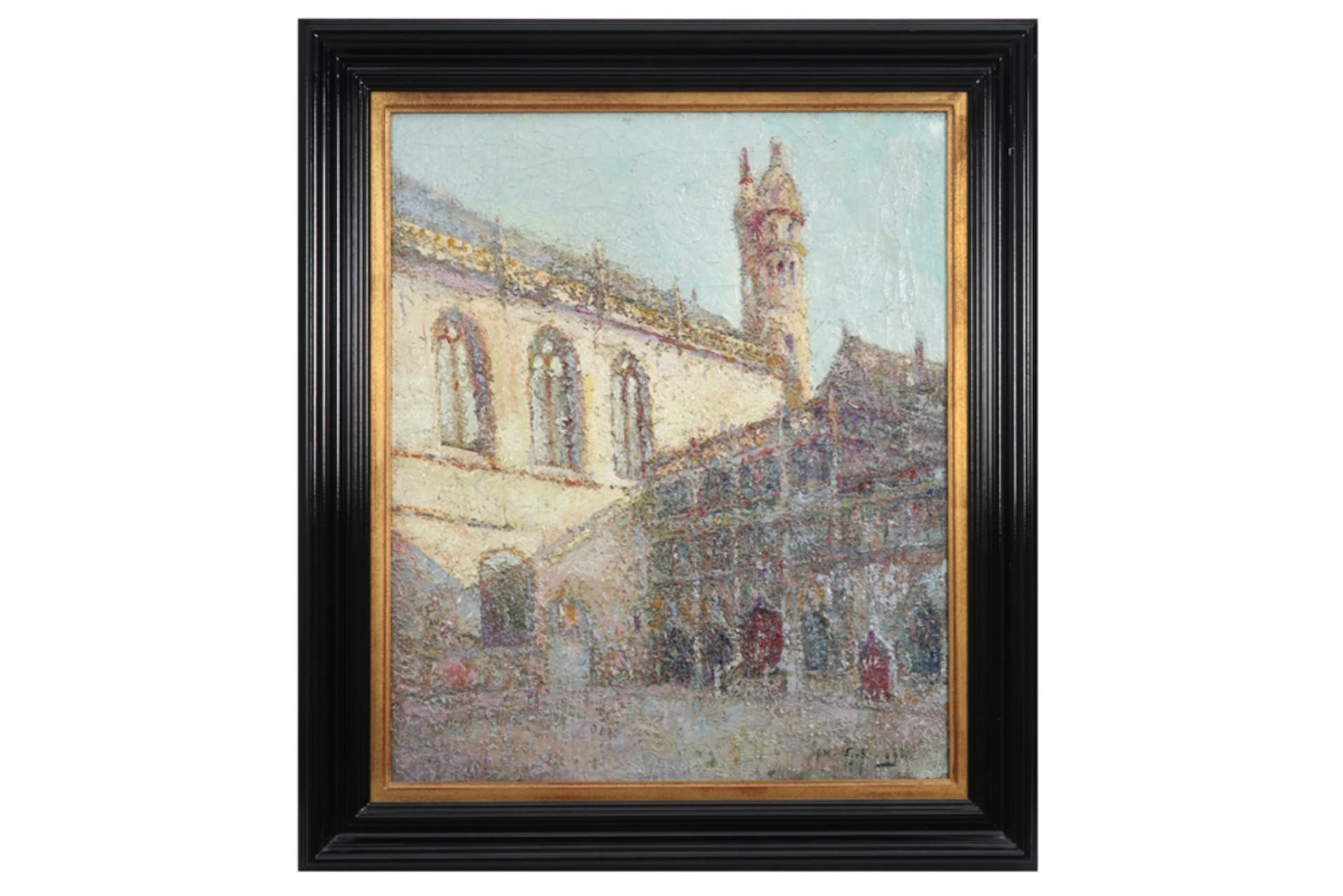 early 20th Cent. Belgian pointillist style oil on canvas - signed Charles H. Verbrugghe and dated - Image 3 of 5