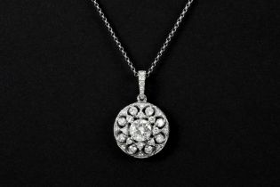 pendant in white gold (18 carat) with a central 0,70 carat high quality brilliant cut diamond,