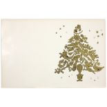 Andy Warhol offset lithograph Christmas card in gold and black, on wove paper, folded (as issued)