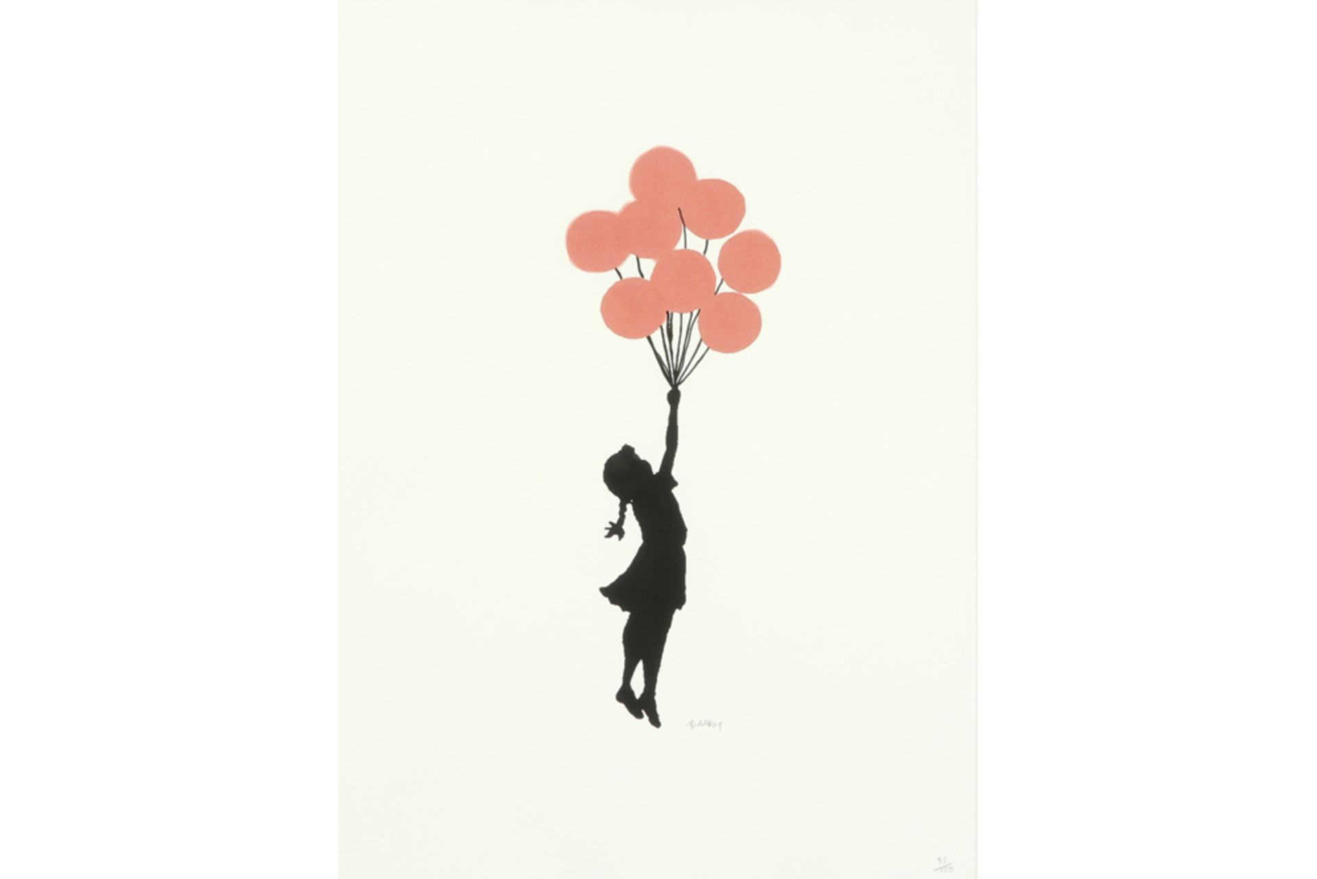 print after Banksy's "Girl with balloons" - with drystamp "P.O.W. Printmaking" || BANKSY (°