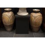 pair of quite big, decorative earthenware jars || paar vrij grote, decoratieve kruiken in
