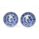 pair of small 18th Cent. Chinese Kang Hsi marked plates in porcelain with a blue-white birds