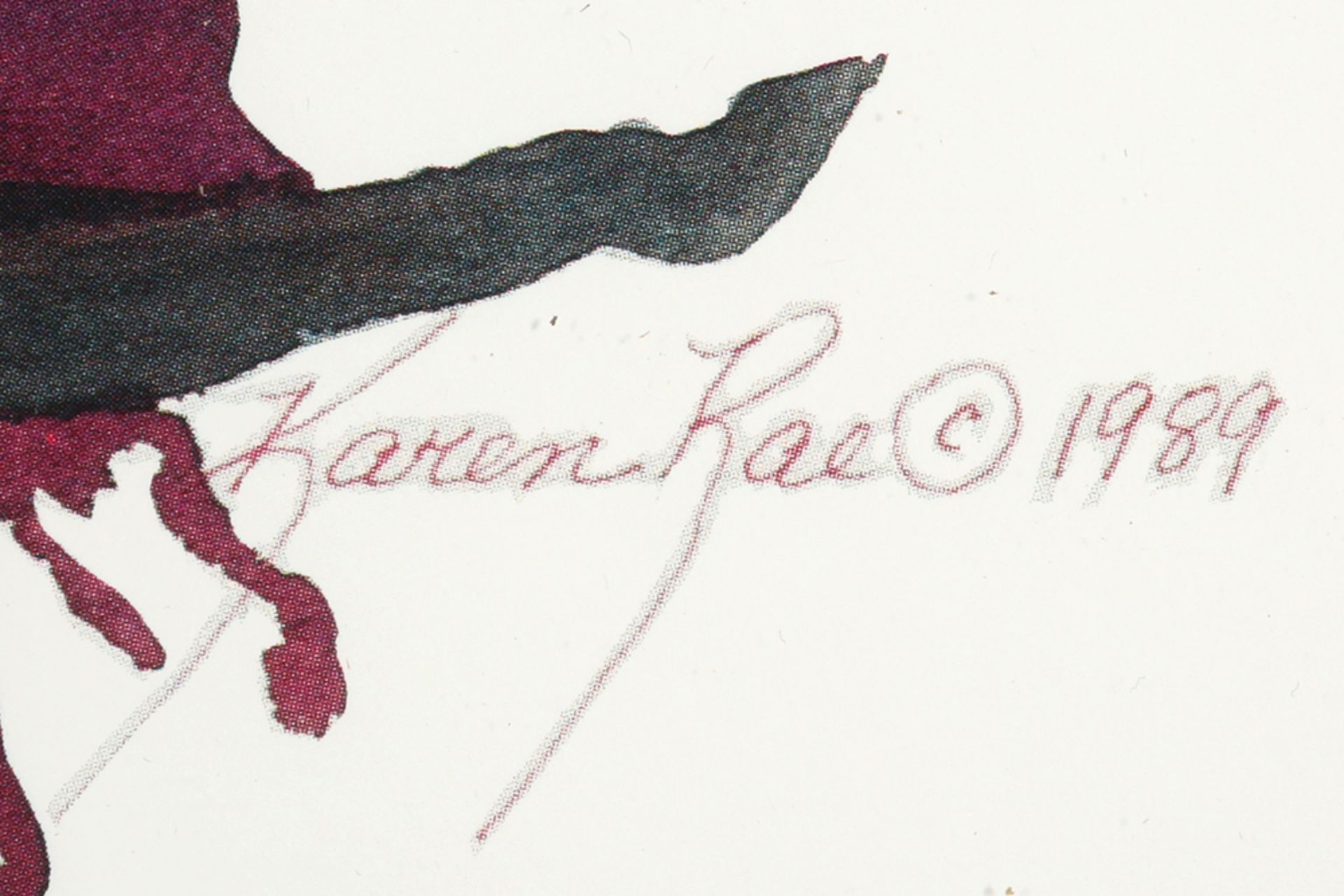 Karen Rae plate signed and 1989 dated "Barrels" print in colors || KAREN RAE (20°/21° EEUW) (UK) - Image 2 of 3