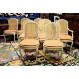 Louis XV style set of six chairs and two armchairs in painted wood || Set van zes stoelen en twee