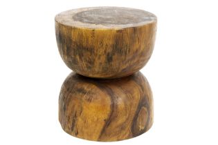 Olivier De Schrijver signed "Diabolo" design stool in suar wood made by Ode's Design || DE SCHRIJVER