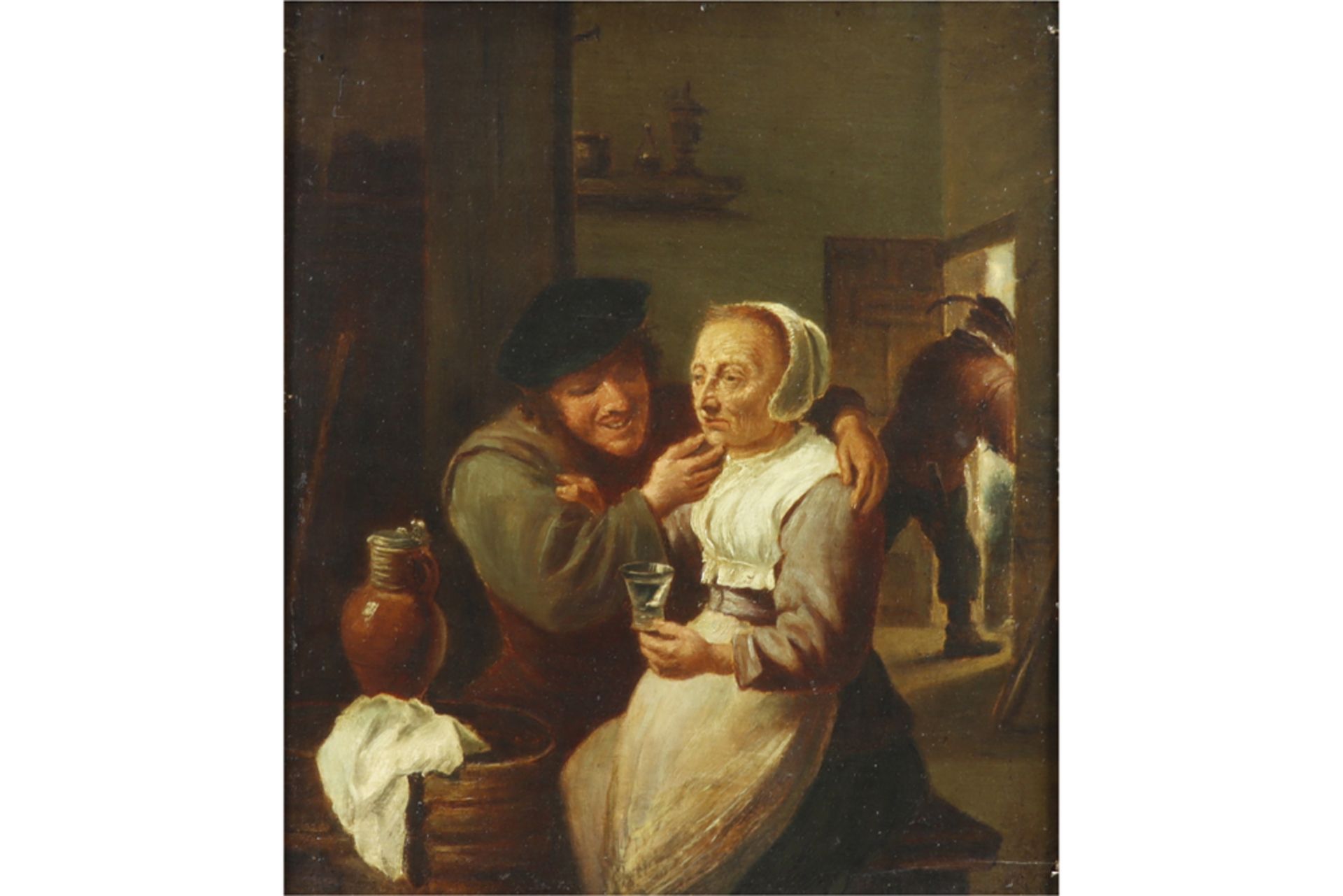 19th Cent. oil on panel after a work by Teniers, probably painted in Italy with on the back an