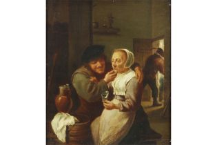 19th Cent. oil on panel after a work by Teniers, probably painted in Italy with on the back an