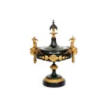 19th Cent. French lidded Napoleon III urn in partially gilded bronze with neoclassical ornamentation