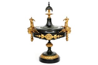 19th Cent. French lidded Napoleon III urn in partially gilded bronze with neoclassical ornamentation