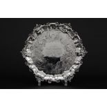 small 19th Cent. English salver in marked silver - with a scripture dated 1847 || Negentiende