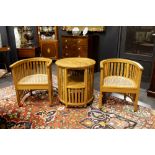 Jugendstil Josef Hoffmann style set of a table and a pair of chairs in an exotic type of wood ||