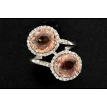 attractive ring in white gold (18 carat) with at least 7 carat of Morganite with a nice natural pink