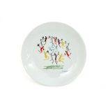 Limoges marked porcelain plate with a polychrome depiction of a Peace Dance signed Picasso and dated