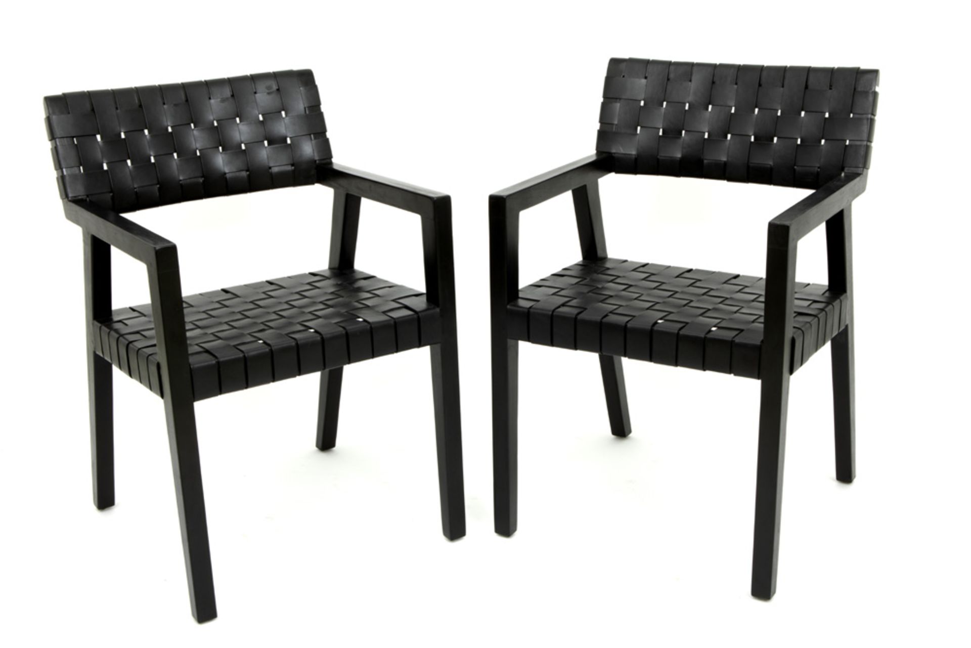 set of four Olivier De Schrijver signed "Boss" design armchairs made by Ode's Design in ebonised - Bild 4 aus 5