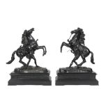 pair of antique sculptures in bronze after the famous horse sculptures made for Louis XIV - signed