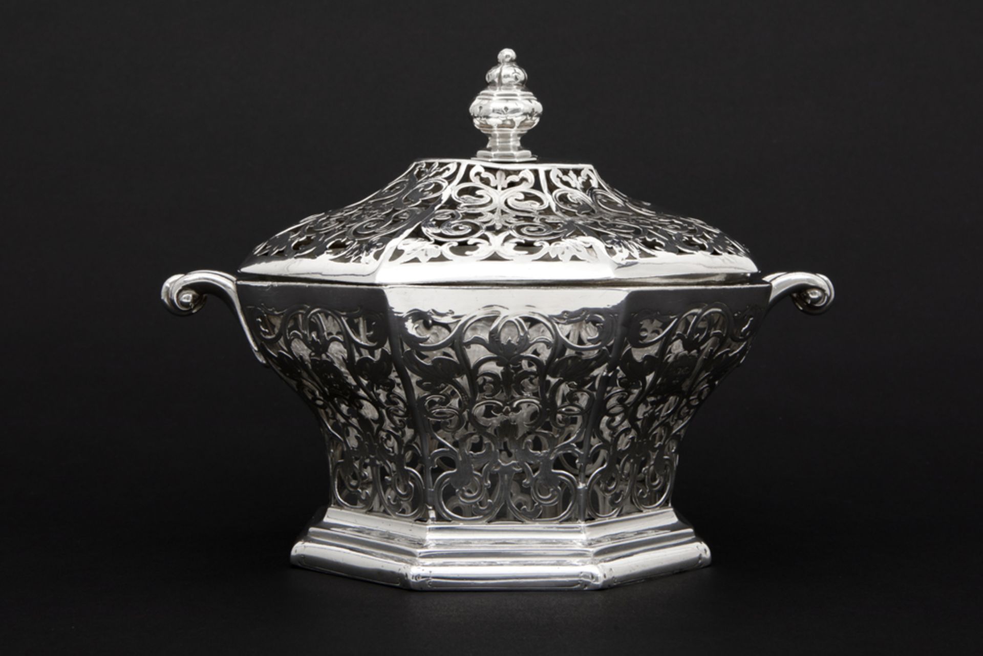 antique English lidded bowl in George Thomas Fox & George Fox signed and marked silver || GEORGE