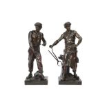 two antique French bronze sculptures - signed Emile Picault || PICAULT EMILE LOUIS (1833 - 1915)