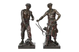 two antique French bronze sculptures - signed Emile Picault || PICAULT EMILE LOUIS (1833 - 1915)