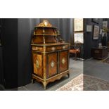 small 19th Cent. French Napoleon III cabinet in rosewood with porcelain plaques and gilded bronze ||
