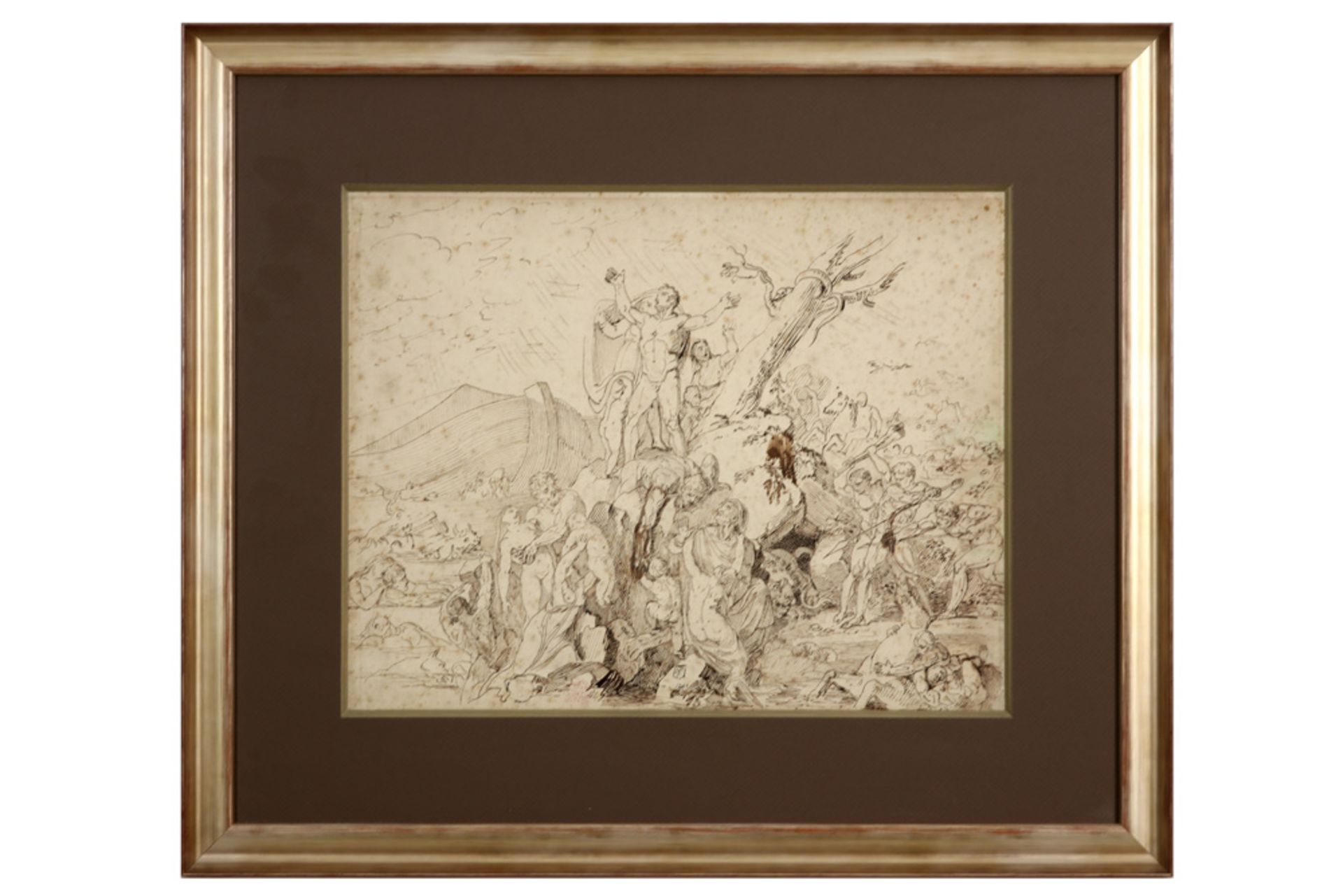 early 19th Cent. ink drawing attributed to Bartolomeo Pinelli with three collector's stamps maybe - Image 4 of 4