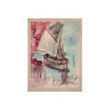 20th Cent. Belgian aquarelle - signed Julia Capron-Van Damme and dated 1965 - with a dedication on