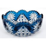 Belgian bowl in crystal VSL || Bowl in geslepen, deels blauwgekleurd kristal Val-St-Lambert -