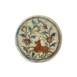 Persian ceramic plaque with a polychrome decor || Perzische plaket in faïence met een polychroom