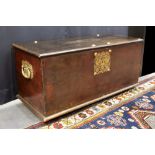 17th/18th Cent. "VOC" chest in an exotic type of wood with a beautiful lock plate and beautifully