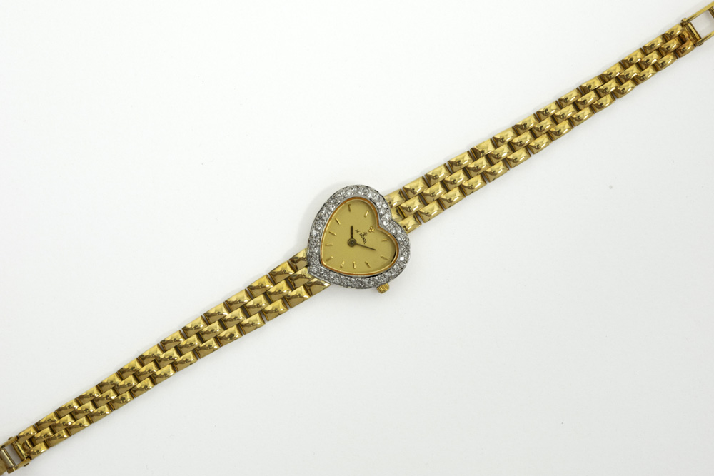 completely original "Le Monde" marked quartz ladies' wristwatch in yellow gold (18 carat) with heart - Image 2 of 2
