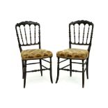pair of 19th Cent. Napoleon III chairs in ebonised wood || Paar negentiende eeuwse Napoleon III-