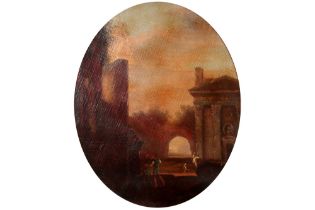 18th Cent. presumably Italian oval oil on canvas (on board) || Achttiende eeuws ovaal, allicht