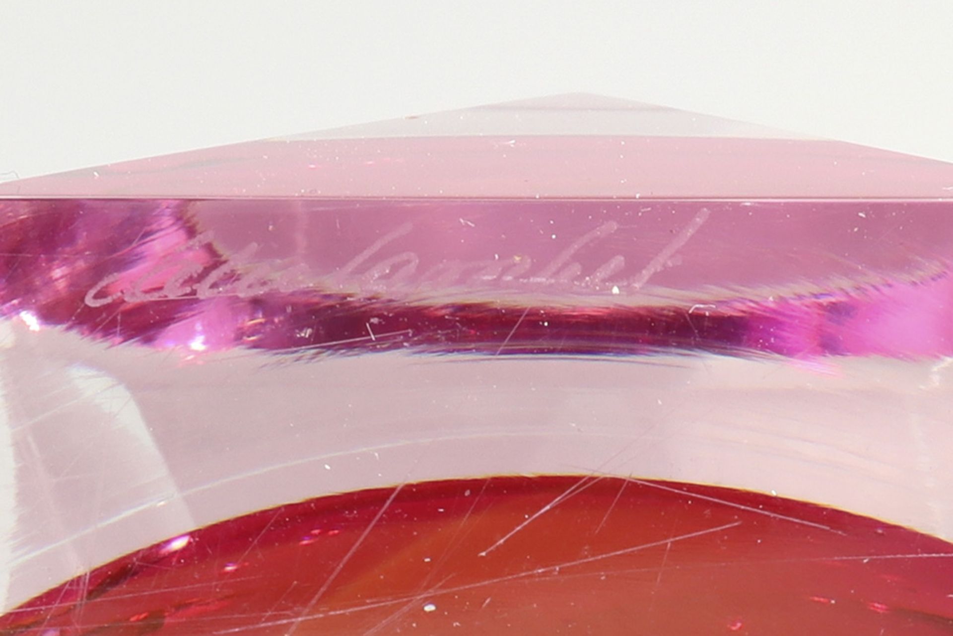 4pcs of Belgian VSL crystal || Lot (4) deels roodgekleurd, geslepen kristal Val-St-Lambert met oa. - Bild 2 aus 2