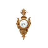 antique French wall clock with its baroque style case in gilded bronze and with a signed work from