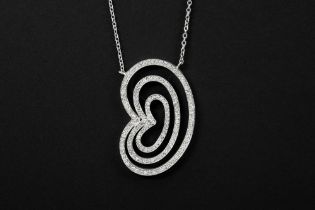 pendant with a concentric heart design in white gold (18 carat) with more than 1,50 carat of