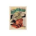 Fernand Léger "gouache au pochoir" (stencil) - with his monogram in the plate edition by "Editions