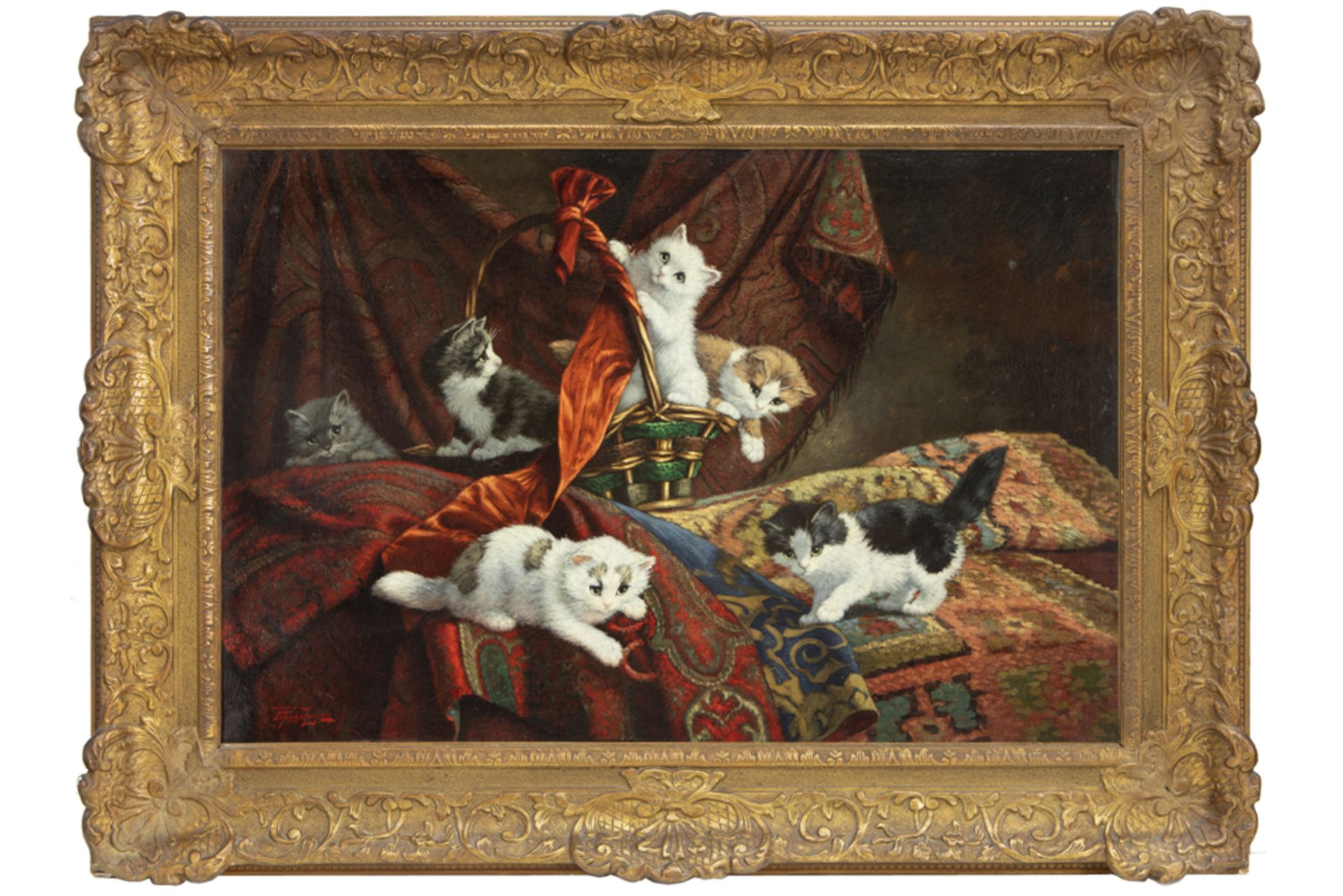 typical Cornelis Raaphorst oil on canvas with playing kitties- signed || RAAPHORST CORNELIS ( - Image 3 of 4