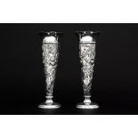 pair of English Art Nouveau vases in William Comyns & Sons signed and marked silver || WIILIAM