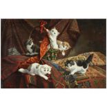typical Cornelis Raaphorst oil on canvas with playing kitties- signed || RAAPHORST CORNELIS (