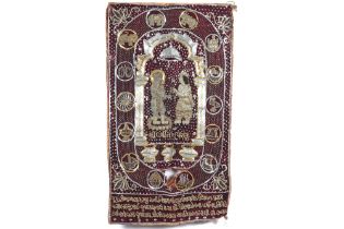 'antique' Northern Indian Gujarat "Chhoda", a temple tapestry with zardosi embroidery || INDIA /