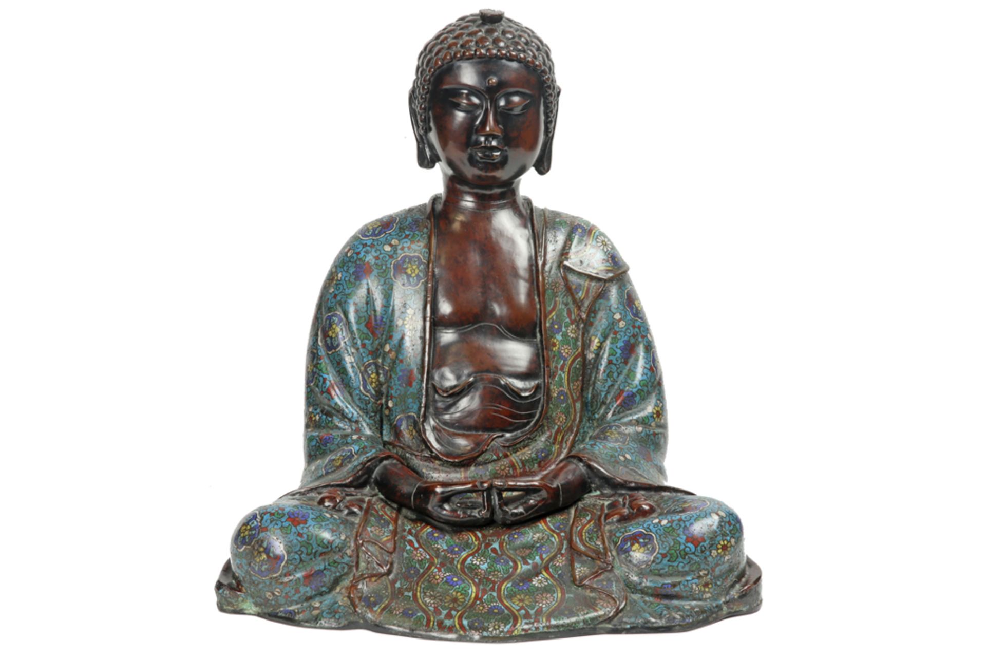 antique presumably Japanese 18th Cent. (Edo period) "Meditating Buddha" sculpture in bronze and