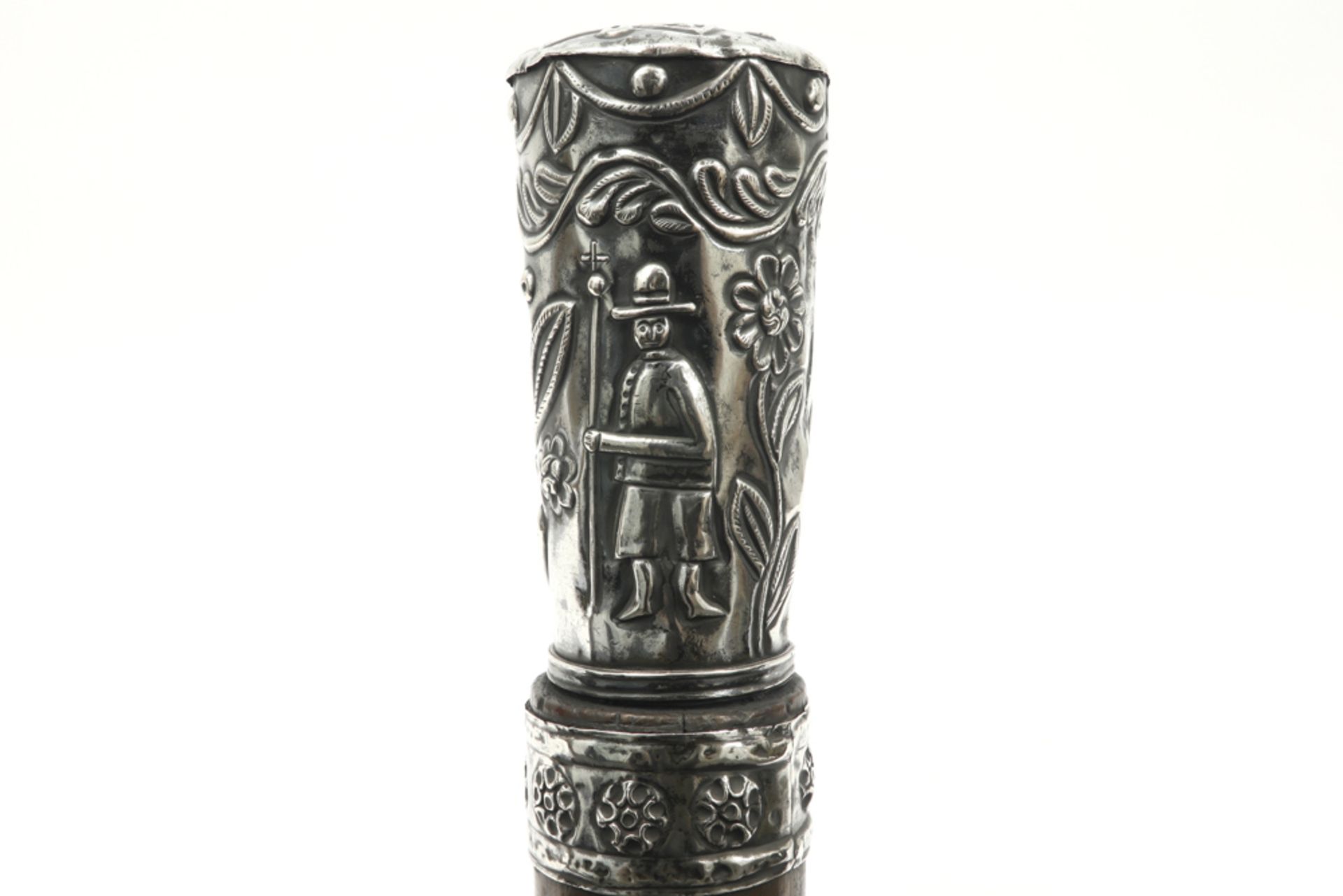 rare antique Peruvian baton of an Indian Cuzco mayor in wood with silver mountings || Zeldzame - Image 3 of 4