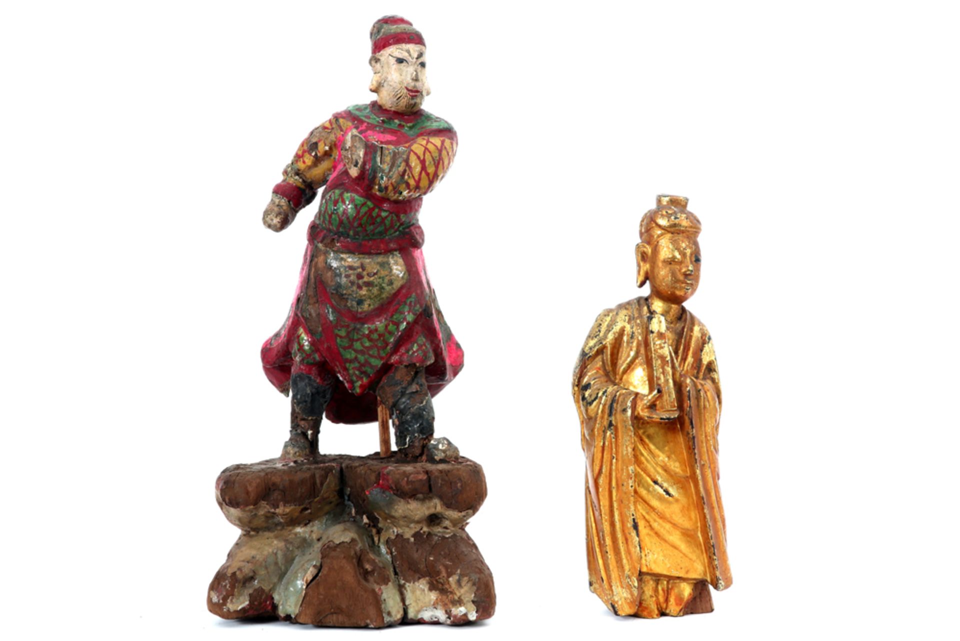Chinese Ming Dynasty sculpture in wood with painted polychromy sold with a Buddha sculpture in - Bild 2 aus 4