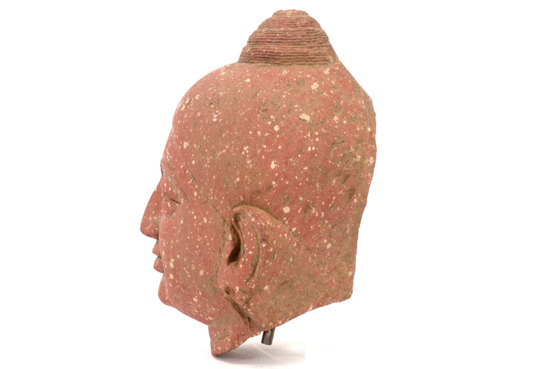 2nd/3rd Indian Uttar Pradesh Kushan period "Gautam Siddharta head" sculpture in red sandstone with a - Image 2 of 3