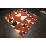 oriental kilim || Oosterse kelim met een vlakkenspel in rood, beige en zwart - 370 x 262 cm